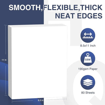 Cardstock 8.5 x 11 Inch 80 Sheets 190 gsm Heavyweight Card Stock Paper White - Image 2