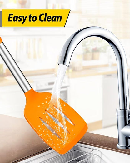 Pack of 4 Silicone Cooking Utensils Set, Non Stick Large Solid Spatulas - Image 5