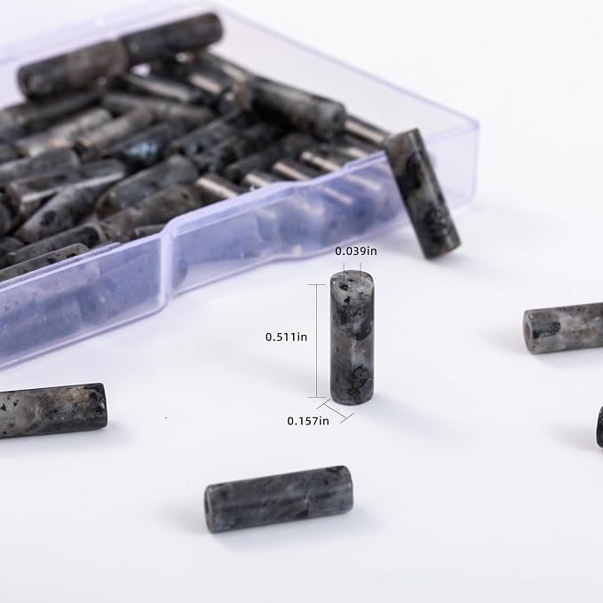 Natural Black Spectrolite Cylinder Tube Beads 4x13mm 38cm/str Loose Semi - Image 3