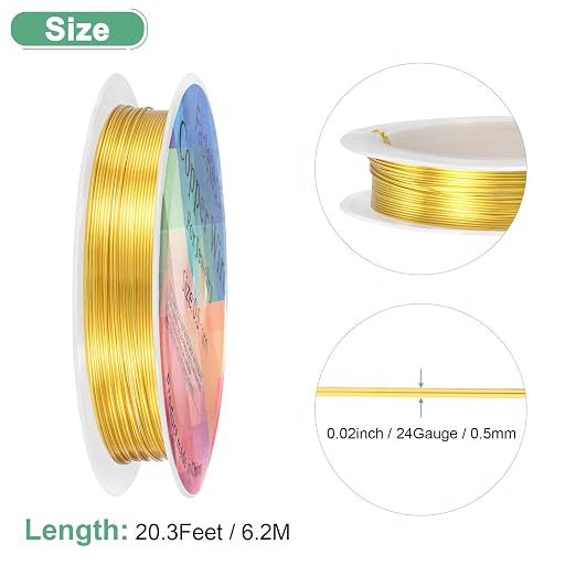 0.5 mm/24 Gauge Copper Wire for Jewelry Making, 20.3FT Copper Beading Craft - Image 3