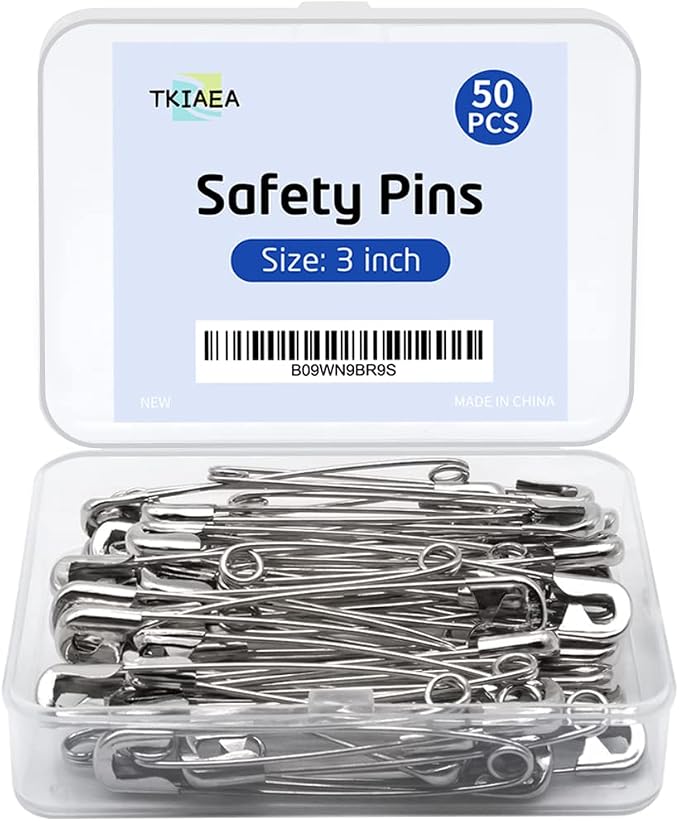 3 Inches Large Safety Pins, Big Heavy Duty Safety Pins by Tkiaea