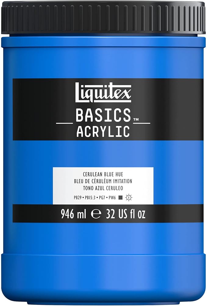 Liquitex BASICS Acrylic Paint, 946ml Jar, Cerulean Blue Hue by Liquitex