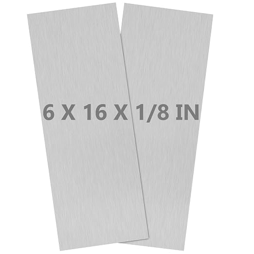 2Pack 6061 T651 Aluminum Sheet Metal 6 x 16 x 1/8 Inch Flat Plain Aluminum by Lswteiz