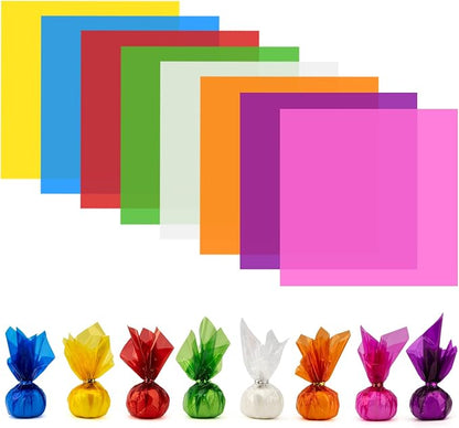 128 PCS Colored Cellophane Wrap Paper Treat Candy Small Gifts Wrapping Baskets by Unknown