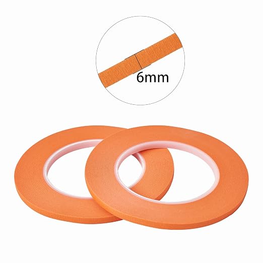QDiShi 2 Pack 1/4" inch x 60yd Orange Painters Tape Easy Removal Thin Narrow - Image 3