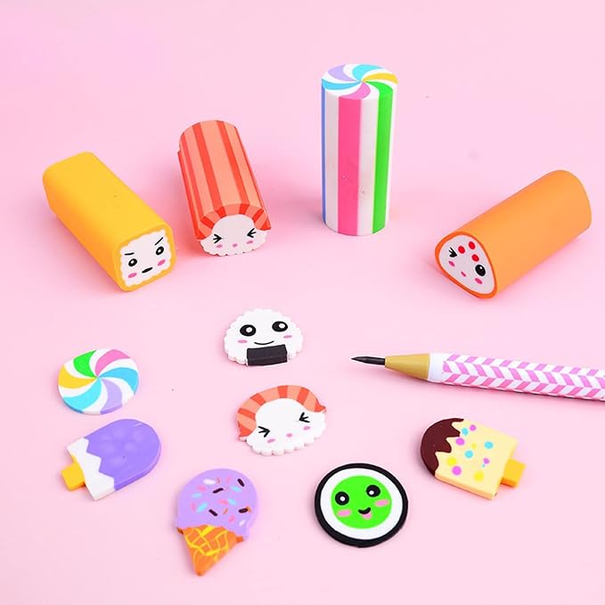 Food Erasers 12 Pack Sushi Desserts Desk Pet Erasers - Image 6