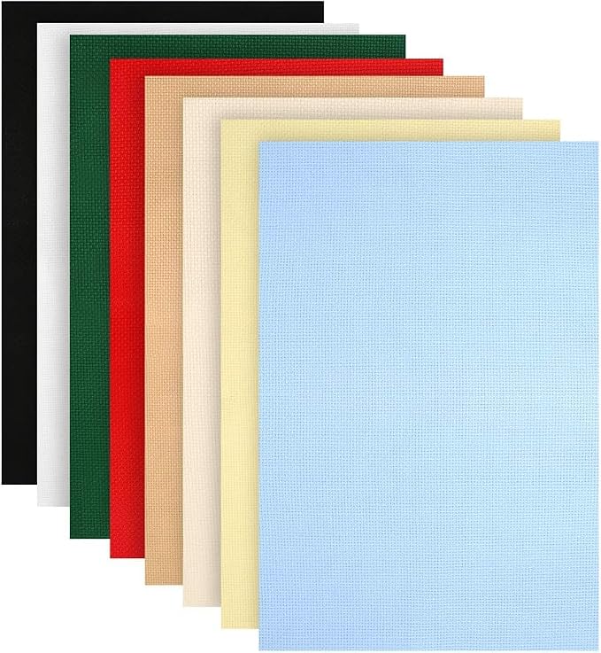 Caydo 8 Pieces Aida Cloth 8 Color 14 Count Classic Reserve Cross Stitch Fabric by Caydo