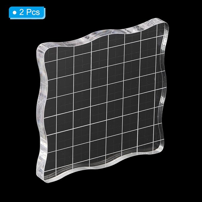 PATIKIL 3" x 3" Acrylic Stamp Block, 2 Pack Clear Stamping Block - Image 3