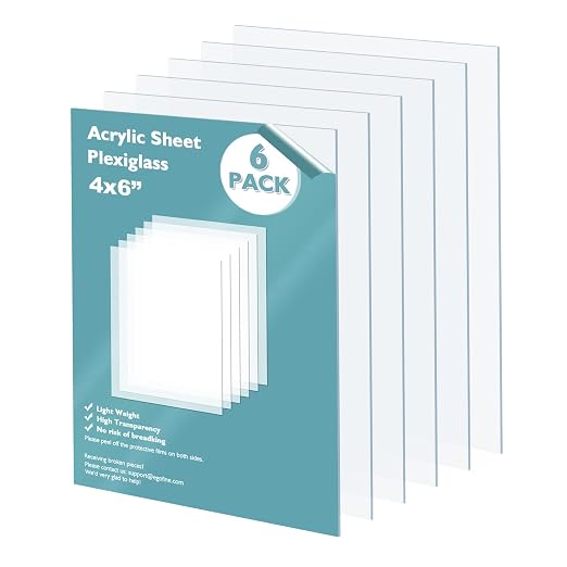 Egofine Plexiglass Sheets Acrylic Sheets 6 Pack of 4x6’’ 0.04 Thick Clear by Egofine
