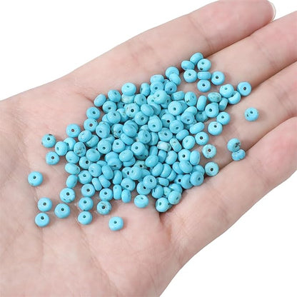 Natural Blue Turquoise Disk Stone Beads 4x2mm 160pcs Rondelle Loose Semi - Image 3