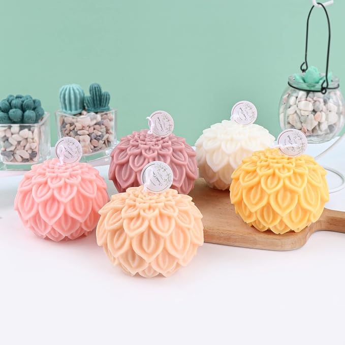 Nasturtium Ball Candle Silicone Mold Lotus Petal Flower Soap Mold - Image 5