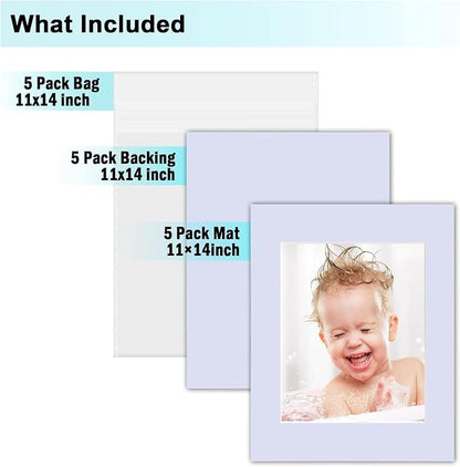 Egofine Pack of 5 White Pre-Cut Mat Board 11x14 Picture Mat - Image 3