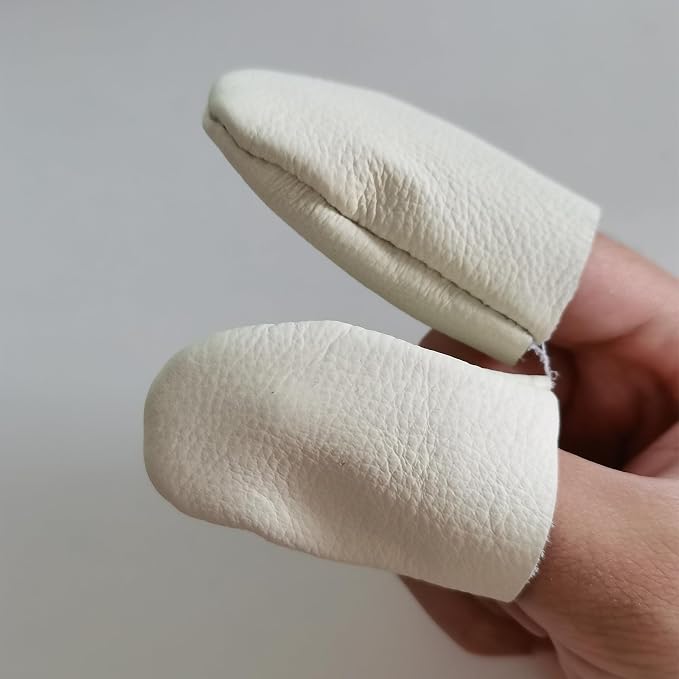 4 Pairs Leather Finger Protector Needle Felting Knitting Finger Thimble Guards - Image 3