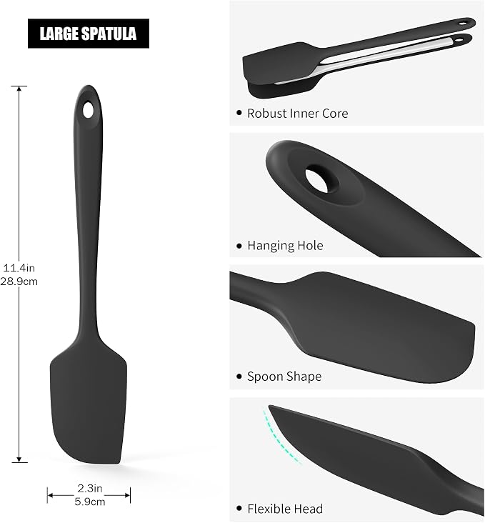 600°F Heat Resistant Silicone Spatula, Doosu High Temp Flexible Kitchen Rubber - Image 2
