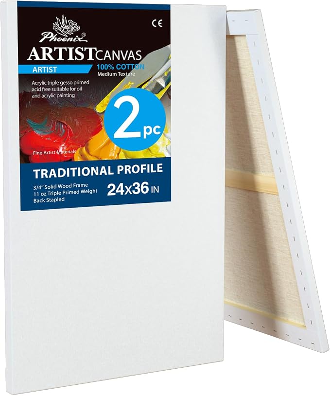 PHOENIX 24x36 Inch 2 Pack Artist Canvas by PHOENIX