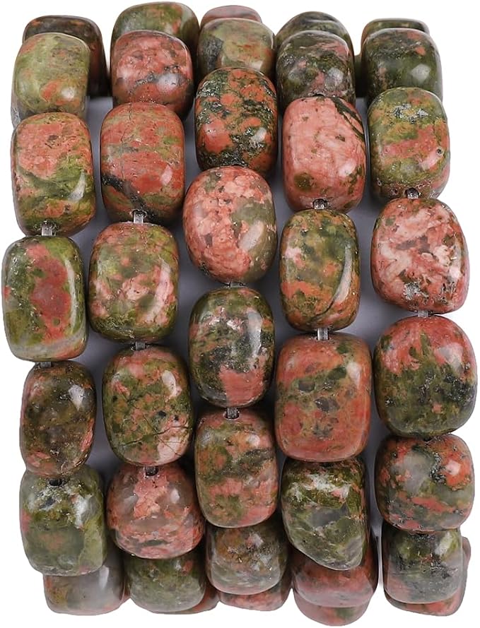 Natural Unakite Cuboid Stone Loose Semi Gemstone Beads by Beadia