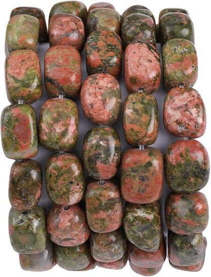 Natural Unakite Cuboid Stone Loose Semi Gemstone Beads by Beadia