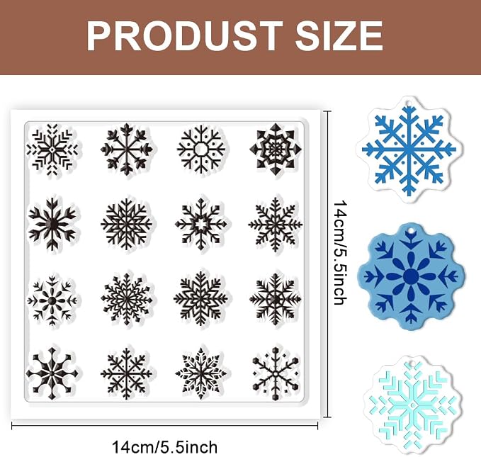 CHGCRAFT Polymer Clay Texture Sheets Winter Snowflakes Silicone Texture Stamp - Image 2