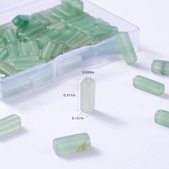 Natural Green Aventurine Rectangle Tube Beads 4x13mm 38cm/str Loose Semi - Image 3