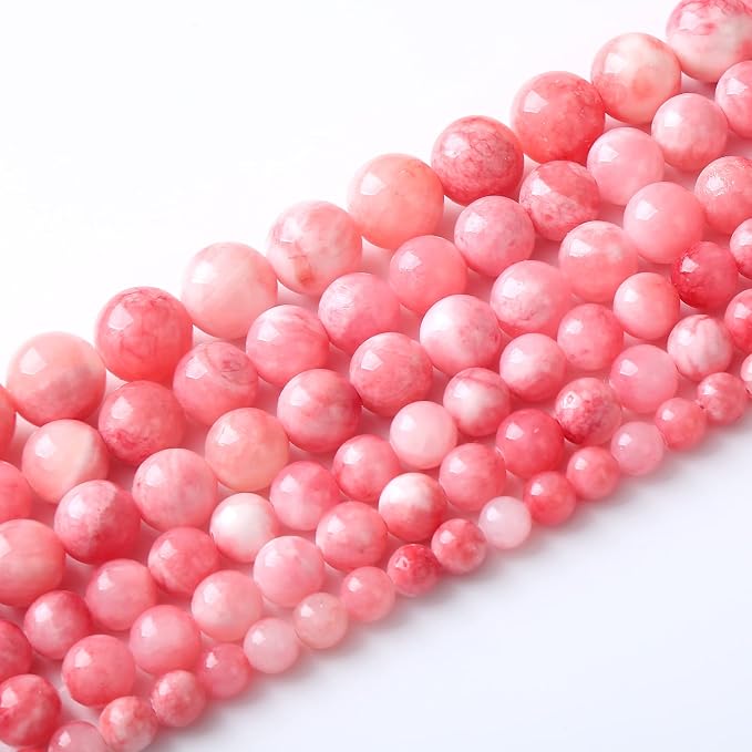 36pcs 10mm Natural Pink White Persian Jade Gemstone Beads Round Loose Spacer - Image 3