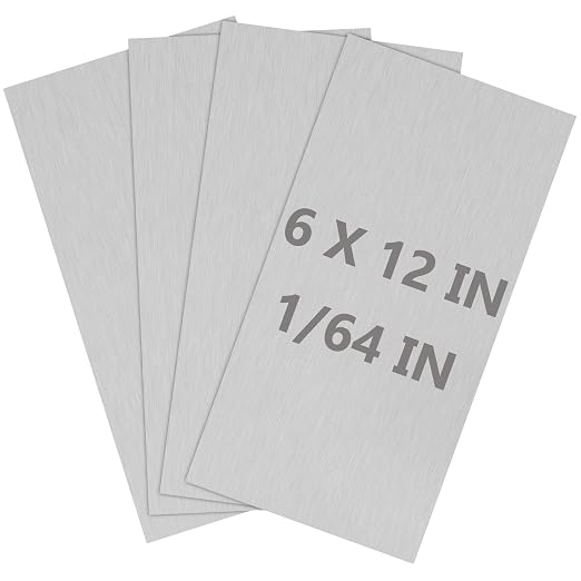 4Pack 5052 H32 Aluminum Sheet Metal 6 x 12 x 1/64 Inch Flat Plain Aluminum by Lswteiz
