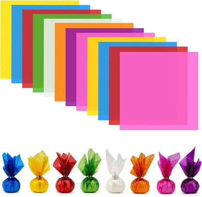 168 PCS Colored Cellophane Wrap Paper Treat Candy Small Gifts Wrapping Baskets by Unknown