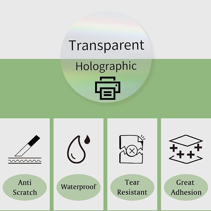 3" Round Transparent Clear Thermal Label Stickers, Holographic Clear - Image 3