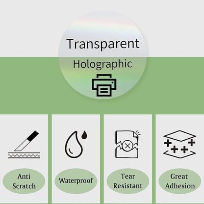 3" Round Transparent Clear Thermal Label Stickers, Holographic Clear - Image 3