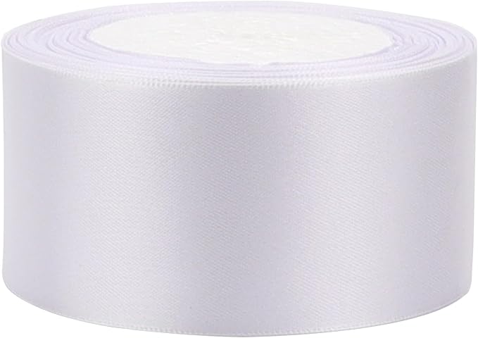 White Solid Satin Ribbon 2 Inch 25 Yards Solid Polyester Fabric Ribbon - Image 5
