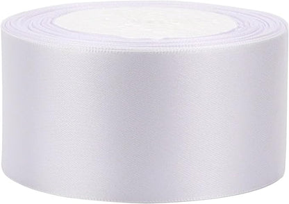 White Solid Satin Ribbon 2 Inch 25 Yards Solid Polyester Fabric Ribbon - Image 5