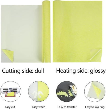 guangyintong Glow Glitter Light Yellow Heat Transfer Vinyl HTV Rolls, Glitter - Image 5