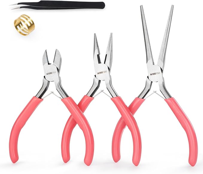 3 PCS Mini Pliers Set, Diagonal and Long Nose, Small Plier Tool by WISEPRO