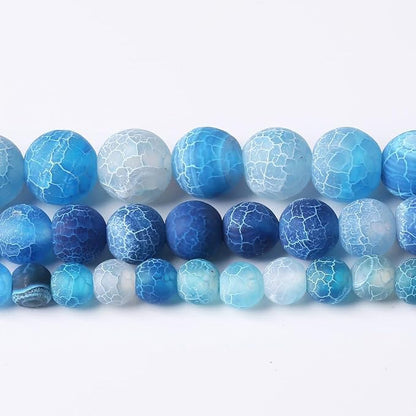 36PCS 10MM Blue Frosted Agate Stone Beads Energy Healing Beads - Image 2