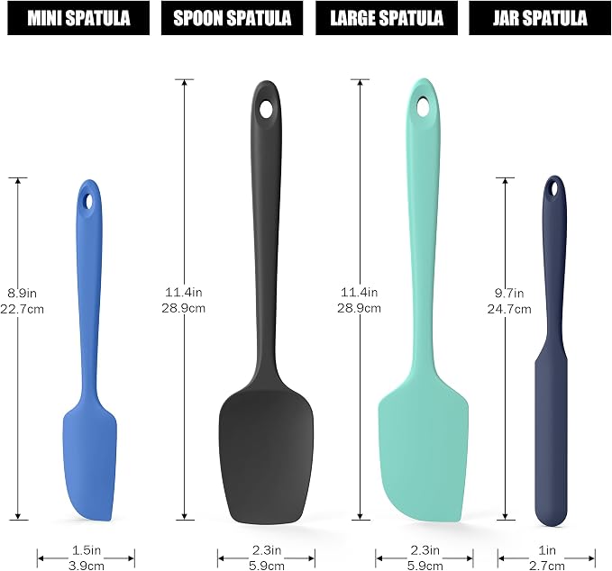 4-Piece Silicone Spatula Scrapers: Doosu 600°F Heat Resistant Food Grade - Image 2
