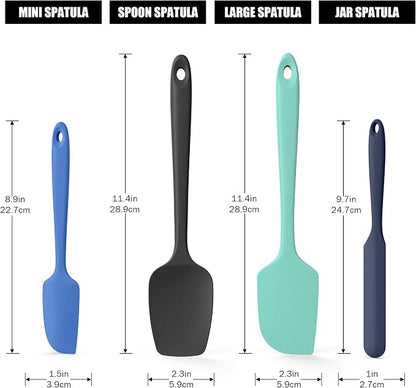 4-Piece Silicone Spatula Scrapers: Doosu 600°F Heat Resistant Food Grade - Image 2