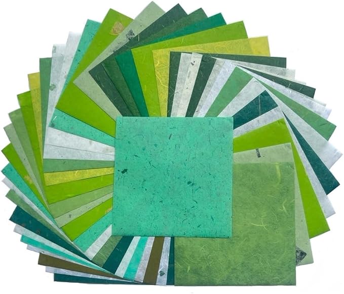 50 Sheets 6 x 6 Inches Natural Fiber Mulberry paper Sheets Square Origami Paper by RATREE888