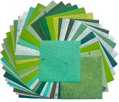 50 Sheets 6 x 6 Inches Natural Fiber Mulberry paper Sheets Square Origami Paper by RATREE888