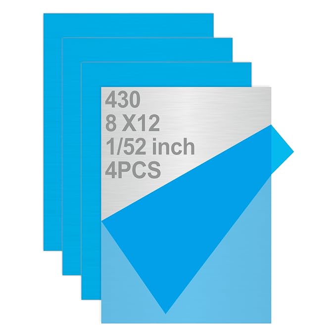 4PCS 8"x12"x1/52 Stainless Steel Metal Plates by Tellyouwin
