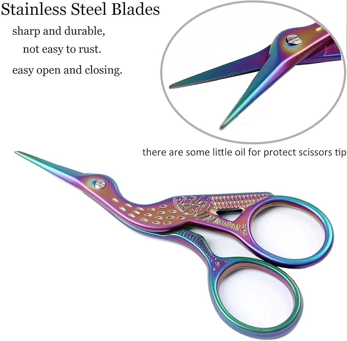 BIHRTC 3.6inch Mini Scissor Bird Crane Embroidery Scissors Stainless Steel - Image 3