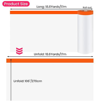 TAPEBEAR Pre-Taped Masking Film, Tape and Drape, Painters Masking Tape Film - Image 7
