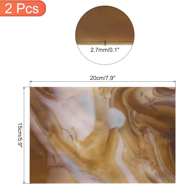 MECCANIXITY 2 Pcs Stained Glass Sheet Mosaic Tile 7.9 Inch x 5.9 Inch Brown - Image 2