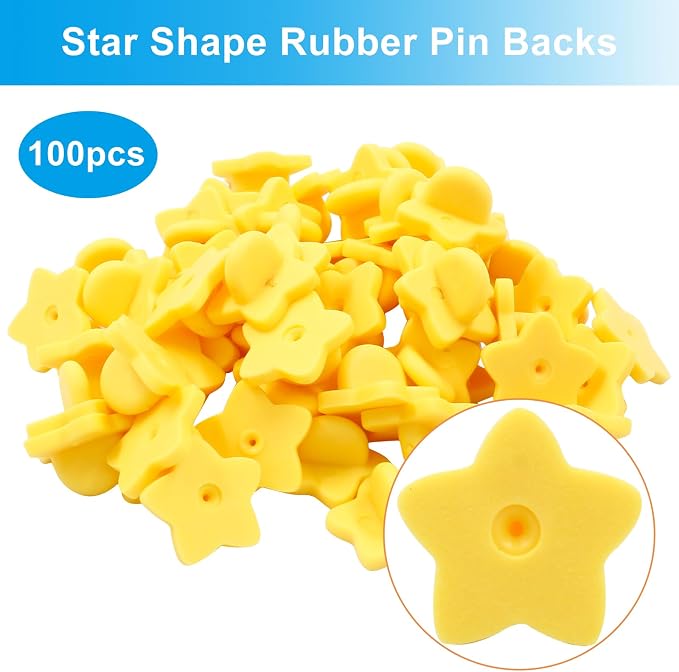 100 Pack Star Shape Rubber Pin Backs, Lapel Pin Backing Locking Pin Keepers - Image 2