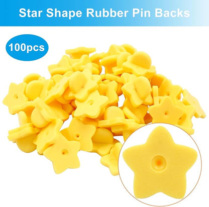 100 Pack Star Shape Rubber Pin Backs, Lapel Pin Backing Locking Pin Keepers - Image 2