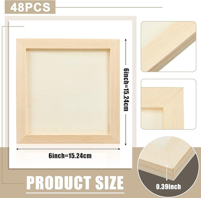 Kathfly 48 Pcs 6 x 6’’ Wood Panel Boards, Unfinished Wood Canvas Panels - Image 2