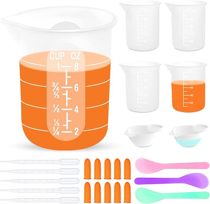 Silicone Resin Measuring Cups Tool Kit, Non-Stick Silicone Cups by YITIAOXIAOYU
