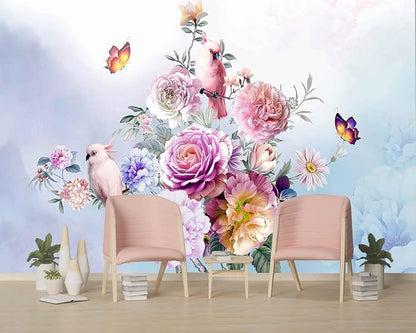 Wall Murals Full of Romantic Leaves and Flower Wallpaper - Image 4