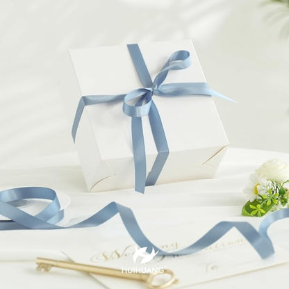 HUIHUANG Dusty Blue Satin Ribbon 1/2 inch X 50 Yards Continuous, DIY Crafts - Image 3