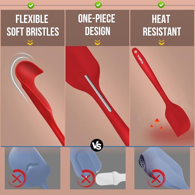 Walfos Silicone Spatula Set of 4(600°F）, Heat Resistant Kitchen Silicone - Image 6