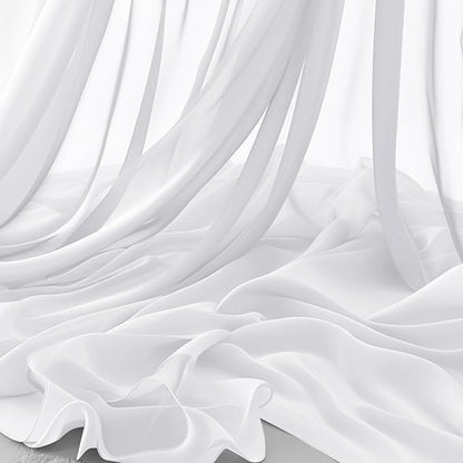 Horbaunal White Chiffon Fabric by The Yard, 1 Yard Continuous Sheer Fabric 59" by Horbaunal