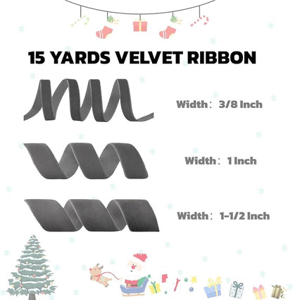 15 Yards Velvet Ribbon 1-1/2 Inch Single Face Grey Velvet Ribbon Spool Prefect - Image 2